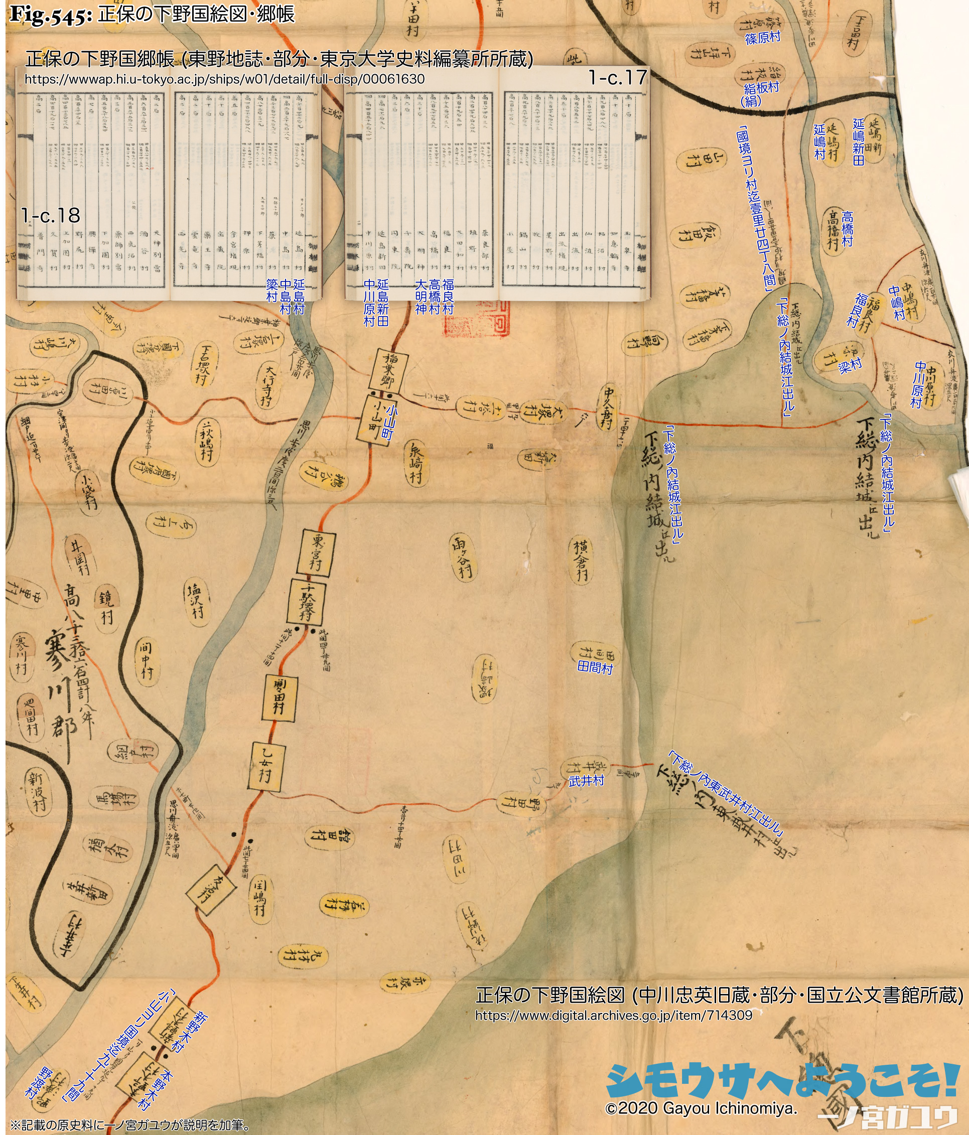 Fig.545: 正保の下野国絵図・郷帳