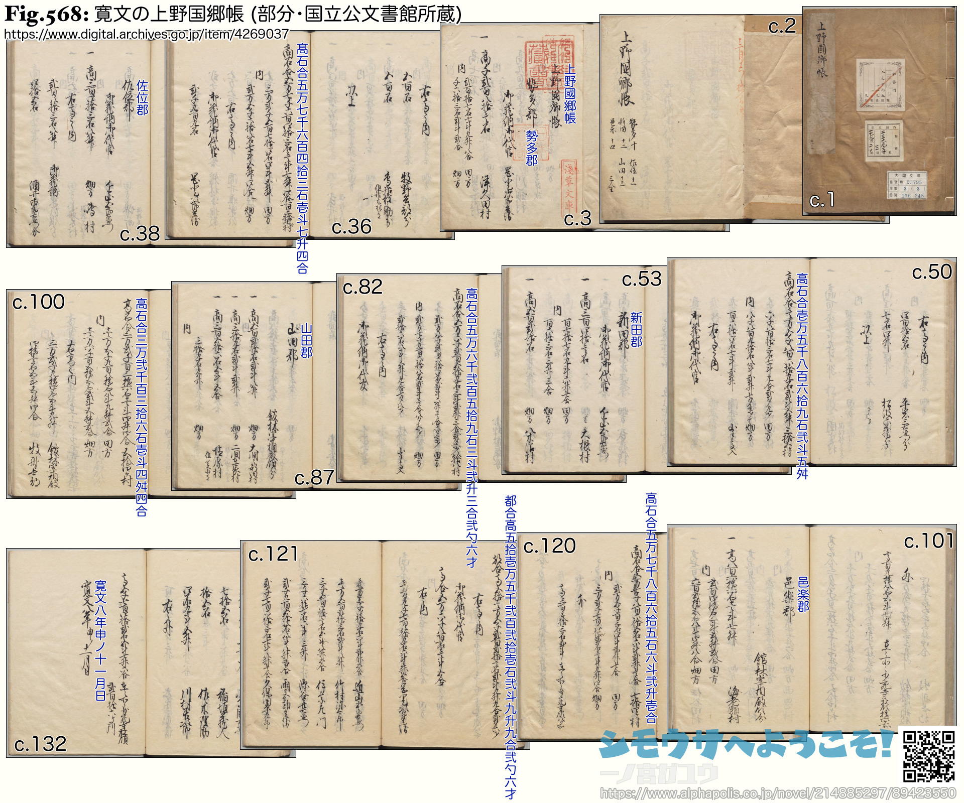 Fig.568: 寛文の上野国郷帳 (部分・国立公文書館所蔵)