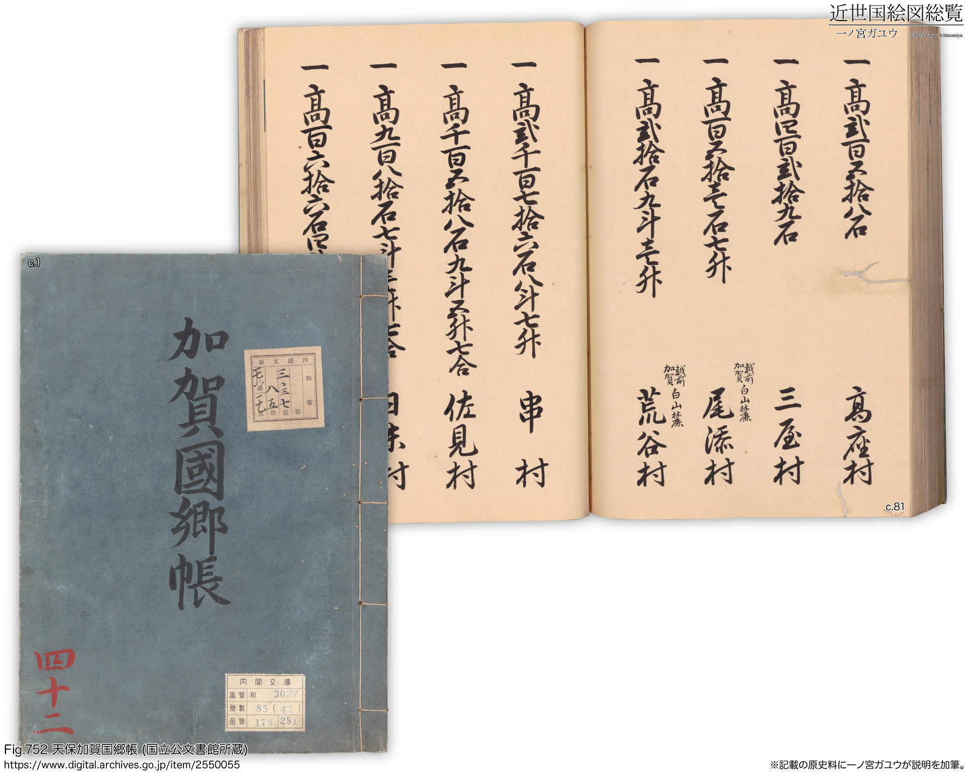 Fig.752 天保加賀国郷帳 (国立公文書館所蔵)